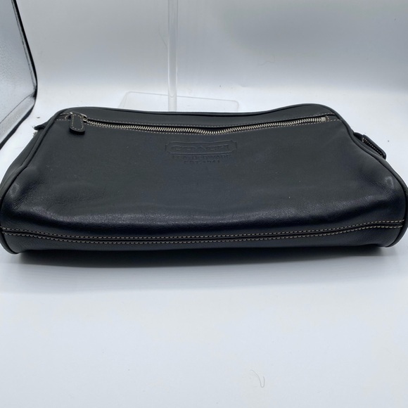 584coach unisex 1941 collection pouch black leather zip top #5086 Preowned - Picture 7 of 9